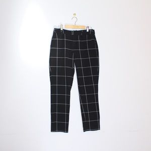 Grid Print Ankle Pants